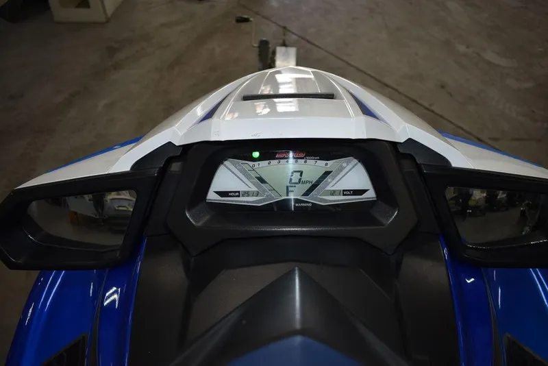 Slide: The Image of 2017 Yamaha WaveRunner GP1800 dashboard with digital display, showcasing speed and controls. - 16