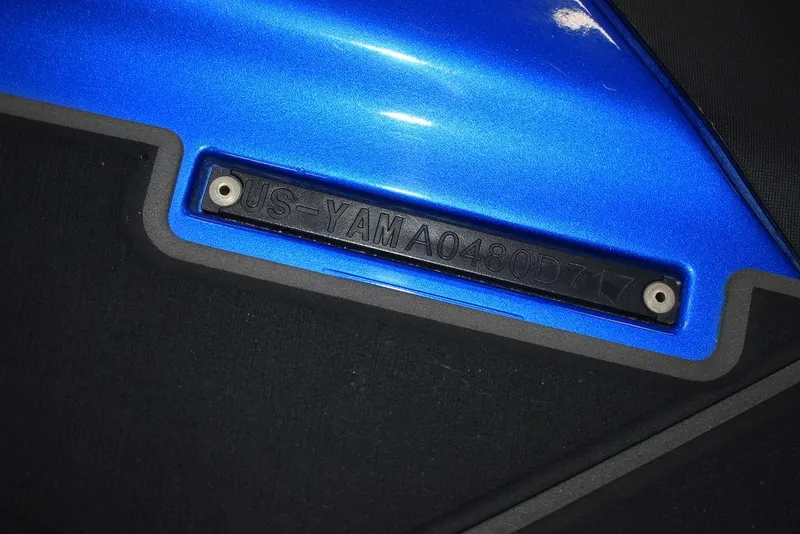 Slide: The Image of 2017 Yamaha WaveRunner GP1800 blue hull with visible identification number plate. - 28