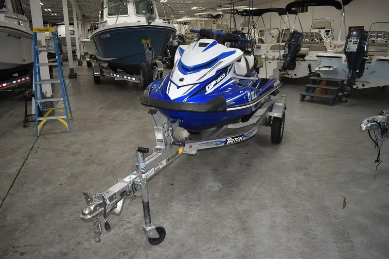 Slide: The Image of 2017 Yamaha WaveRunner GP1800 on trailer in a boat showroom. - 3