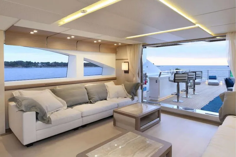 Slide: The Image of Luxurious interior of 2027 Van der Valk Pilot 26m yacht with ocean view. - 18