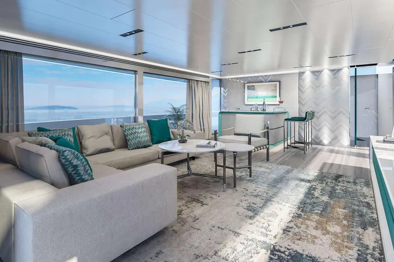 Slide: The Image of Luxurious interior of 2027 Van der Valk Pilot 26m yacht with modern decor and ocean views. - 4