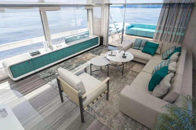 Slide: The Image of Luxurious interior of 2027 Van der Valk Pilot 26m yacht with ocean view. - 5