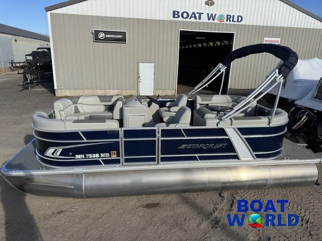 Slide: The Image of 2021 Starcraft EX 20 R Pontoon boat at Boat World dealership. - 3
