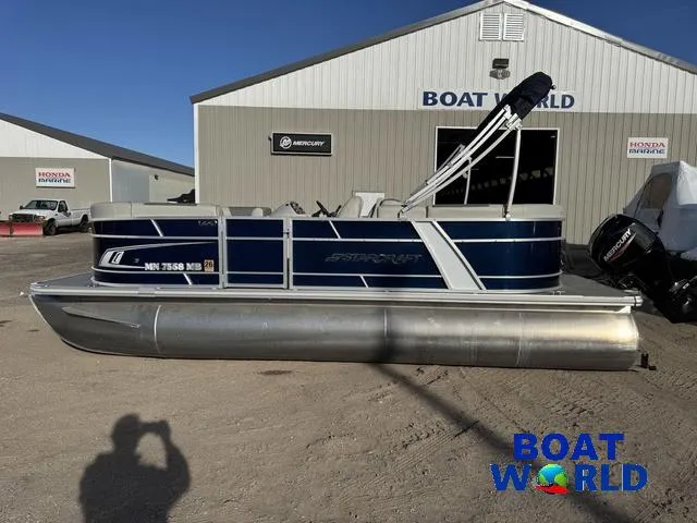 Slide: The Image of 2021 Starcraft EX 20 R Pontoon boat parked at dealership, Boat World. - 31