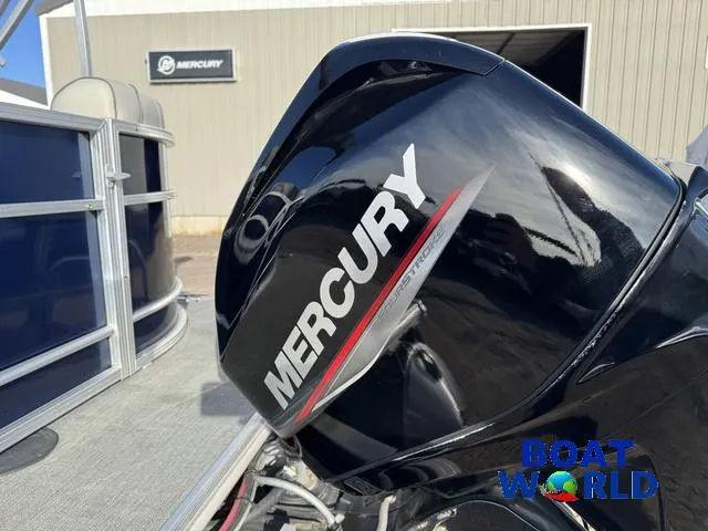 Slide: The Image of 2021 Starcraft EX 20 R Pontoon with Mercury outboard motor at Boat World. - 38