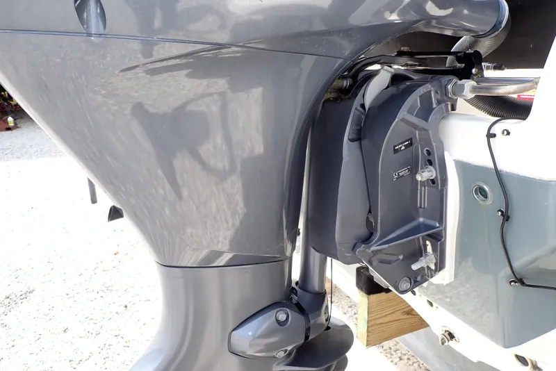Slide: The Image of 2022 Key West 188 Bay Reef outboard motor detail, showcasing engine components and design. - 41
