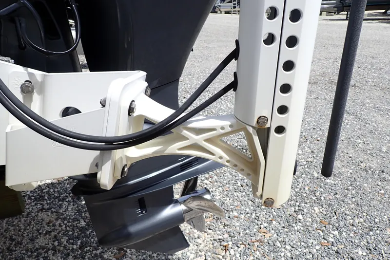 Slide: The Image of 2022 Key West 188 Bay Reef boat motor mount and propeller detail. - 48