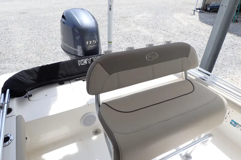 Slide: The Image of 2022 Key West 188 Bay Reef boat interior with Yamaha 115 outboard motor. - 6