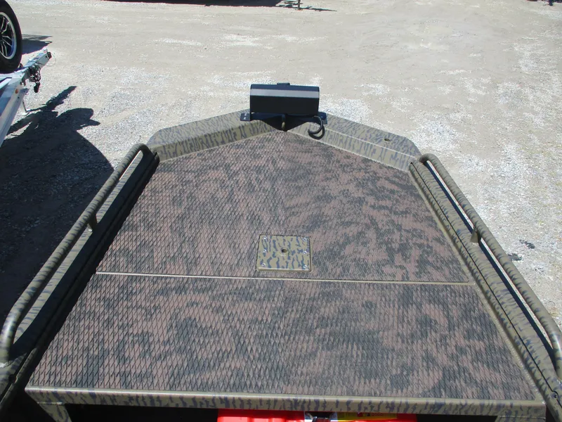 Slide: The Image of 2025 Gator Tail 1750 Savage boat deck with camouflage pattern. - 2