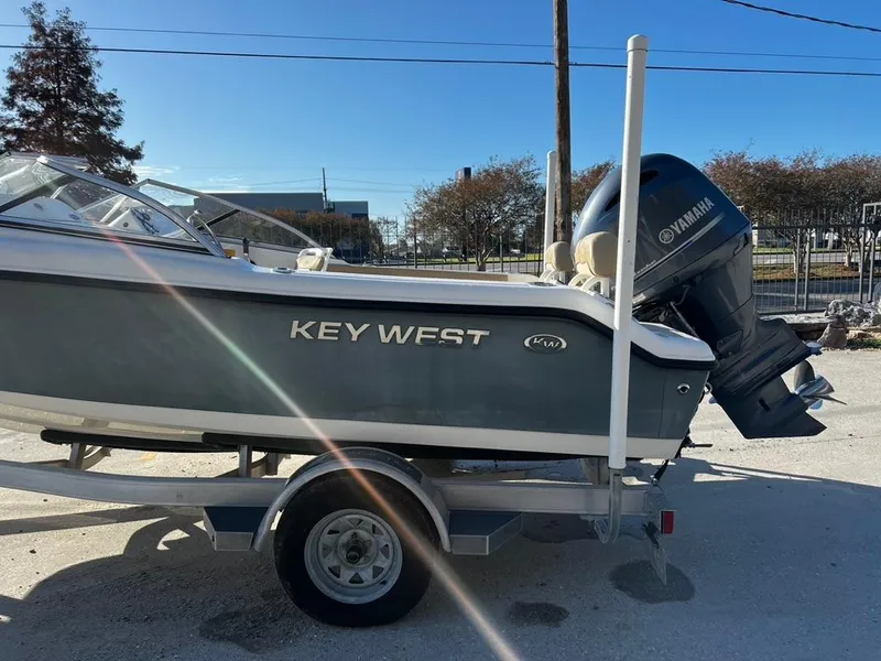 Slide: The Image of 2018 Key West 186 DC boat on trailer with Yamaha outboard motor. - 6