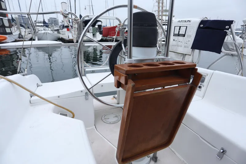 Slide: The Image of Cockpit of a 1995 Catalina 30 sailboat in the marina. - 7