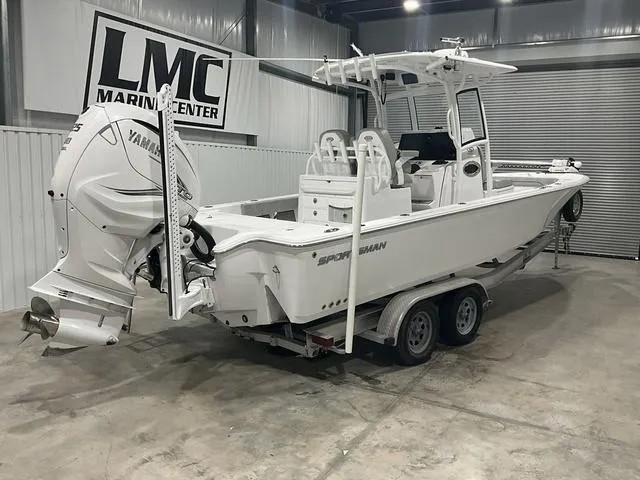 Slide: The Image of 2020 Sportsman Masters 267OE boat with Yamaha engine in a marine center. - 8