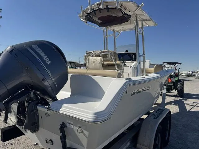 Slide: The Image of 2017 Sportsman Heritage 211 boat with Yamaha engine on trailer, sunny day. - 4