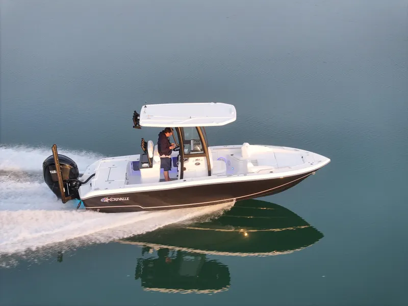 Slide: The Image of 2025 Crevalle 24 HCO boat cruising on calm water. - 0