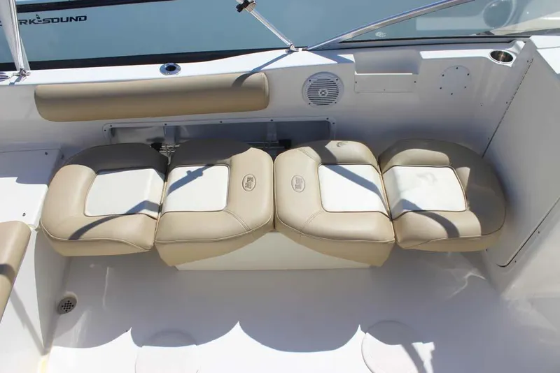 Slide: The Image of Beige and white seating on a 2020 Key West 203 DFS boat interior. - 14