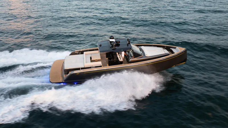 Slide: The Image of 2023 Pardo Yachts P50 cruising on open water, showcasing sleek design and luxury features. - 3