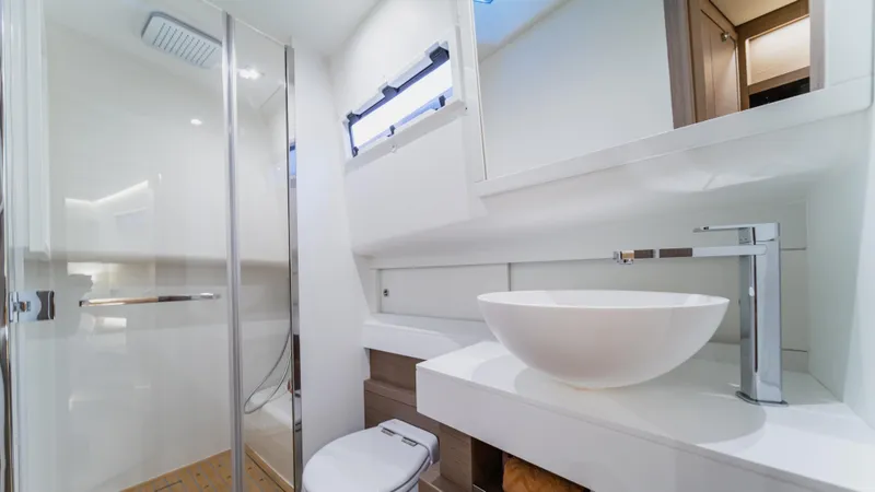 Slide: The Image of Luxurious bathroom in 2023 Pardo Yachts P50, featuring modern fixtures and elegant design. - 38