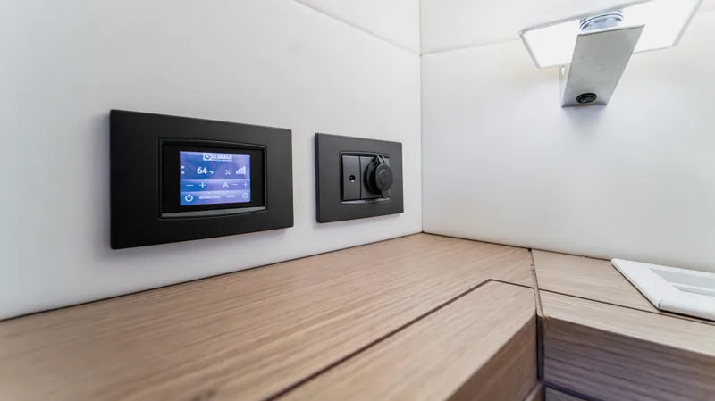 Slide: The Image of Control panel and light switch on 2023 Pardo Yachts P50 interior. - 41