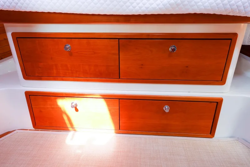 Slide: The Image of Wooden drawers on a 2010 MJM 40z Downeast boat interior. - 47