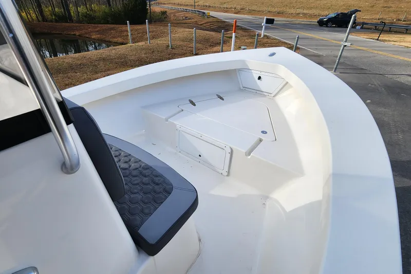 Slide: The Image of 2025 May-Craft 192 CC boat interior with seating and storage compartments. - 10