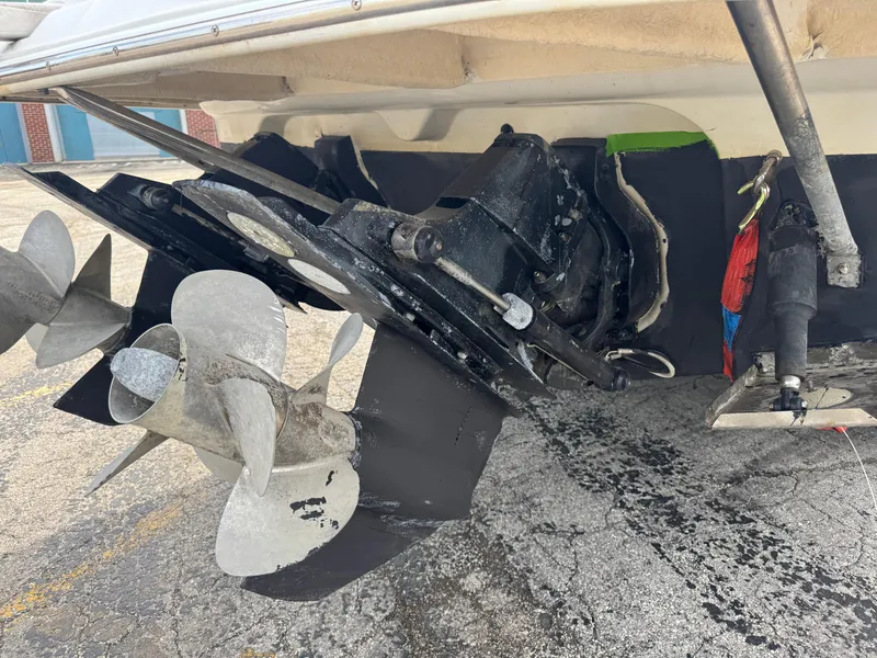 Slide: The Image of 2008 Crownline 315 SCR boat propellers and stern drive close-up. - 26