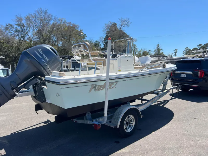 Slide: The Image of 2018 Parker 1801 Center Console boat on trailer with Yamaha outboard motor. - 3