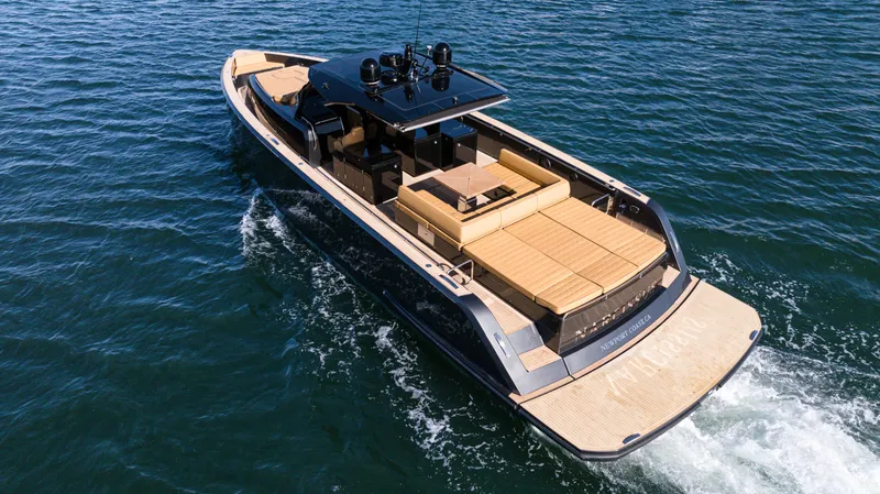 Slide: The Image of 2022 Pardo Yachts 50 cruising on open water, showcasing sleek design and luxury features. - 3