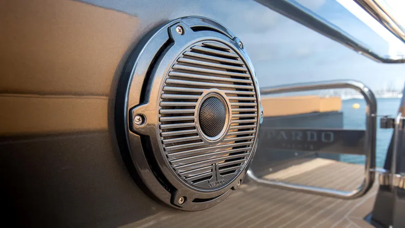 Slide: The Image of Close-up of a speaker on a 2022 Pardo Yachts 50. - 36
