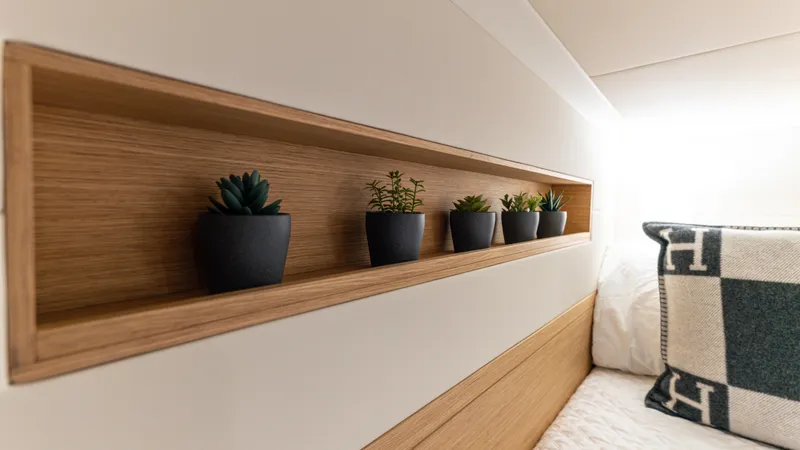 Slide: The Image of Interior of 2022 Pardo Yachts 50 with decorative plants and cushion. - 45