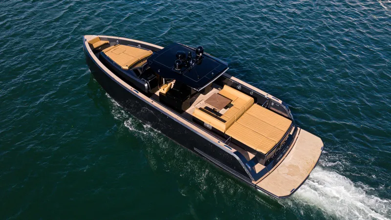 Slide: The Image of 2022 Pardo Yachts 50 cruising on open water, showcasing sleek design and luxury features. - 5