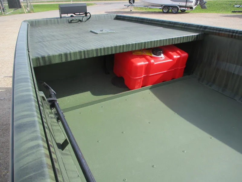 Slide: The Image of 2025 Gator Tail 1754 Extreme boat interior with red fuel tank. - 6