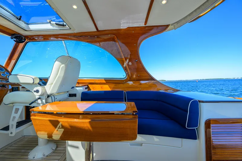 Slide: The Image of Luxurious interior of 2010 Hinckley Picnic Boat 37 MKIII with ocean view. - 11