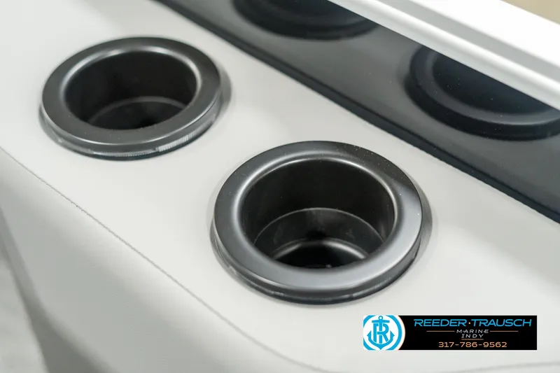 Slide: The Image of Cup holders on a 2025 Bennington 21 SSB boat, featuring sleek design and functionality. - 41