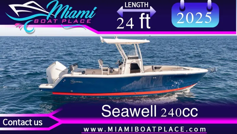 Slide: The Image of 2024 SeaWell 240CC boat on ocean, 24 ft length, Miami Boat Place. - 1