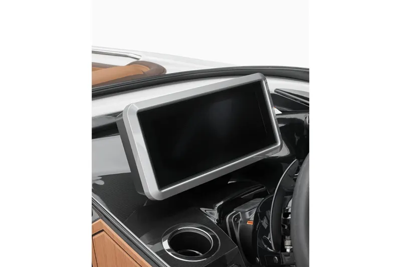 Slide: The Image of 2025 Yamaha Boats 252SE dashboard with sleek touchscreen display and modern controls. - 3