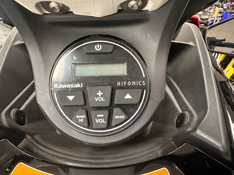 Slide: The Image of Control panel of 2025 Kawasaki Jet Ski STX 160LX with Hifonics audio system. - 8