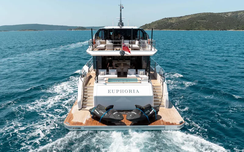 Slide: The Image of Luxury yacht "Euphoria" cruising on blue waters, Alpha Squalo Co Ownership 2025 model. - 3