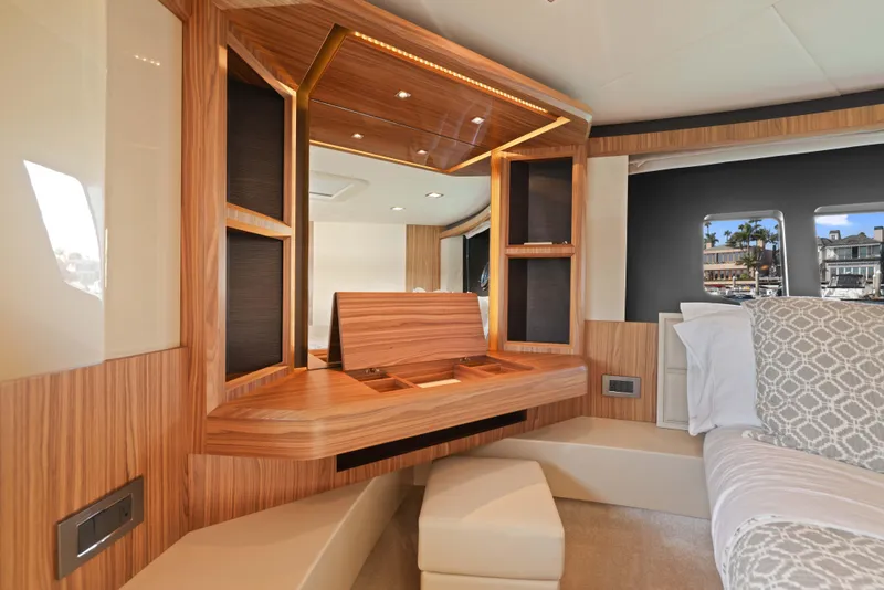 Slide: The Image of Luxurious interior of 2015 Absolute Fly Co Ownership yacht with elegant wood finish and modern design. - 23