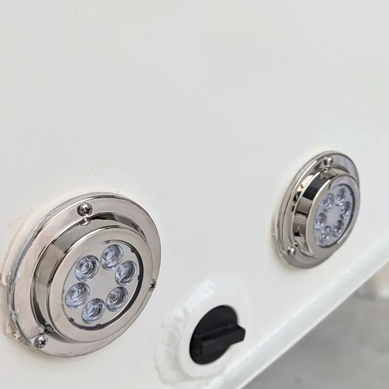 Slide: The Image of Close-up of 2025 Tide Craft San Juan 11 boat's LED lights and fittings. - 5