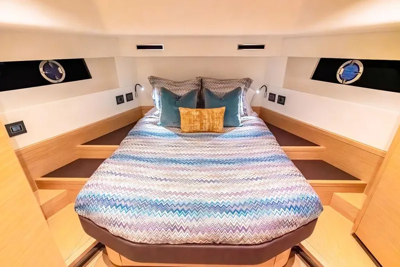 Slide: The Image of Luxurious bedroom interior of 2023 Pardo Yachts Endurance 60 with stylish bedding. - 19