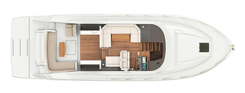 Slide: The Image of 2019 Tiara Yachts 490 Coupe interior layout, featuring spacious seating and modern amenities. - 31