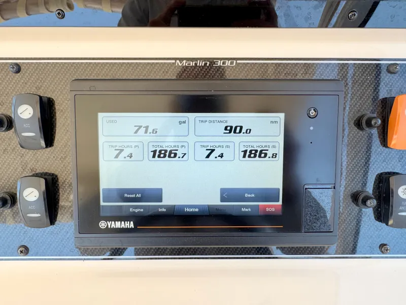 Slide: The Image of Dashboard of 2022 Grady-White Marlin 300 boat with Yamaha display. - 31