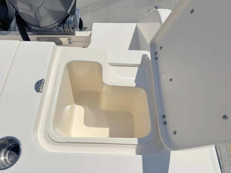 Slide: The Image of Open storage compartment on 2022 Grady-White Marlin 300 boat. - 43