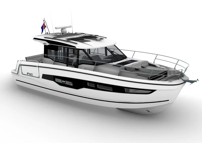Slide: The Image of 2025 Jeanneau NC 1295 Coupe boat with sleek design and modern features. - 3