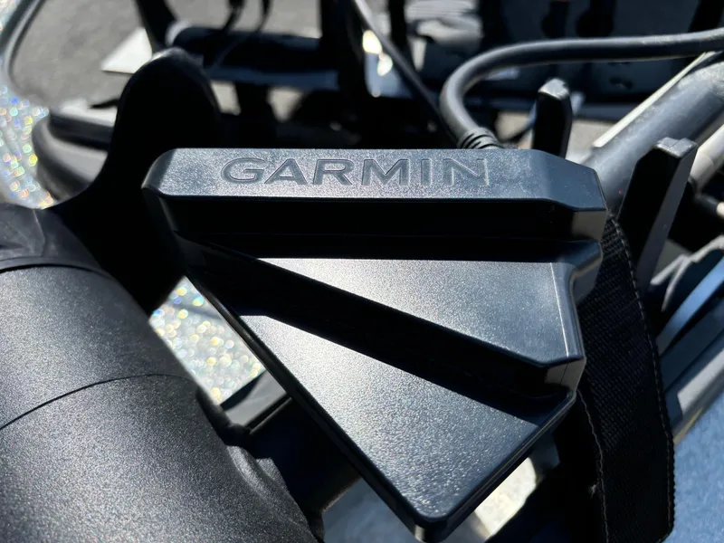 Slide: The Image of Garmin device on a 2014 Nitro Z-8 boat, close-up view. - 1