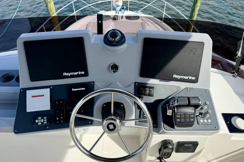 Slide: The Image of Helm of 2026 Beneteau Swift Trawler 41 Fly with Raymarine navigation system. - 28