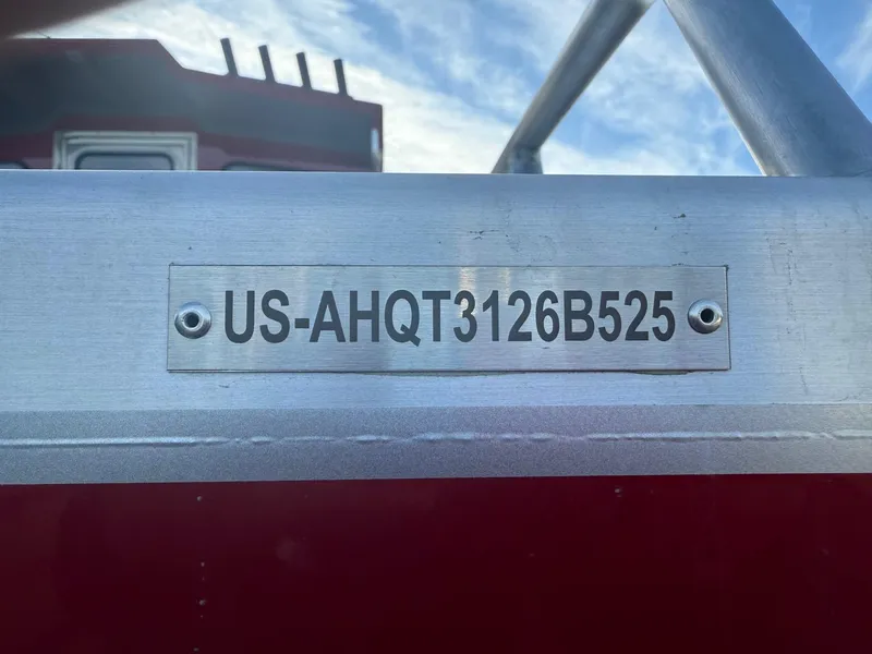 Slide: The Image of 2025 Thunder Jet 24 Alexis Pro boat identification plate with serial number. - 5