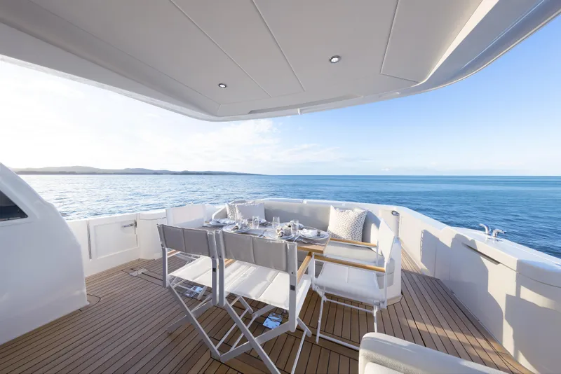 Slide: The Image of Luxury Maritimo M600 yacht deck with ocean view, 2026 model. - 7