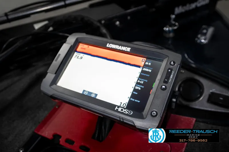 Slide: The Image of Lowrance HDS9 fishfinder on 1999 Triton TR-20 boat dashboard. - 42