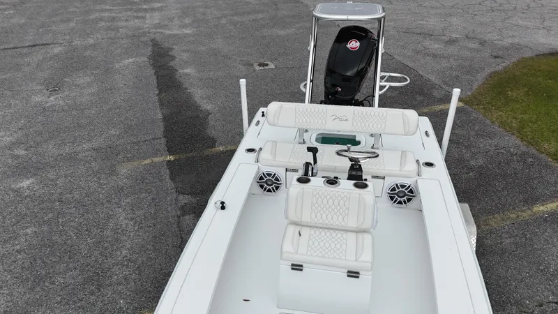 Slide: The Image of Vtech 18 boat, 2023 model, featuring a sleek design with comfortable seating and modern equipment. - 14